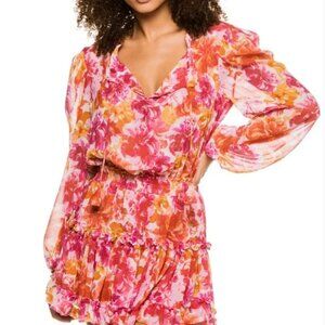 MISA Los Angeles Floral Print Mini Dress Size Medium